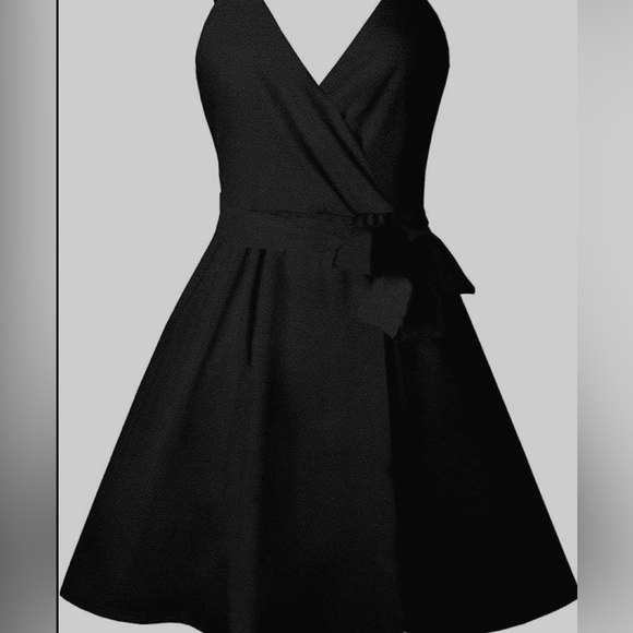 CASURESS  Summer V Neck Mini Dress Spaghetti Strap Skater Dresse with Belt - Picture 3 of 10